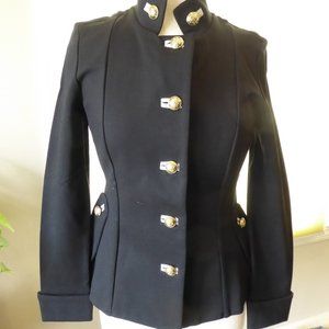 Joseph Ribkoff Military Style Peplum Short Jacket Blazer w/ Gold Buttons US SZ 4
